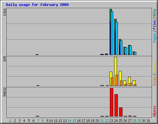 Daily usage for February 2009
