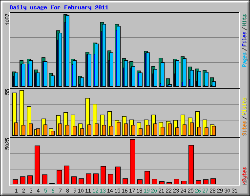Daily usage for February 2011
