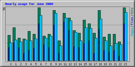 Hourly usage for June 2009