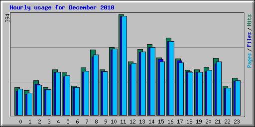 Hourly usage for December 2010