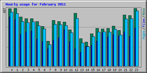 Hourly usage for February 2011